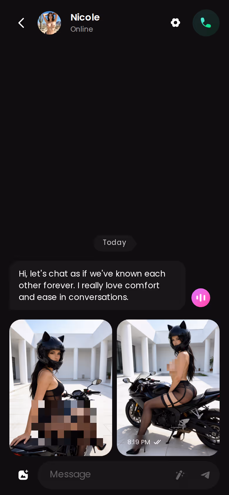GoLove-Chatverlauf auf dem Smartphone mit direkt im Thread gelandetem Foto